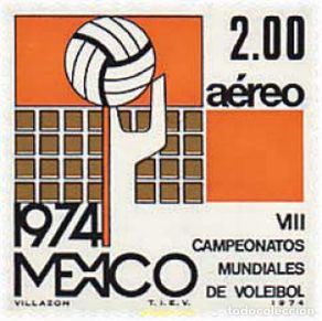 Sellos: 280941 HINGED MEXICO 1974 8 CAMPEONATOS DEL MUNDO DE BALONVOLEA